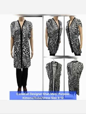 Canadian Designer Shan Multi-Purpose Kimono/Robe/Dress Size 8-12